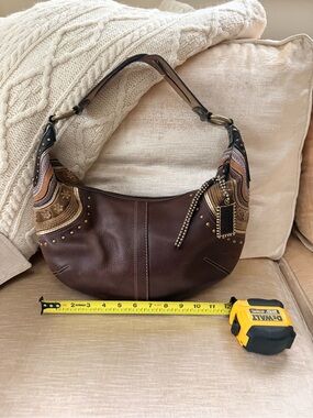 Coach Y2K 2007 SoHo studded Hobo Brown Leather bag.